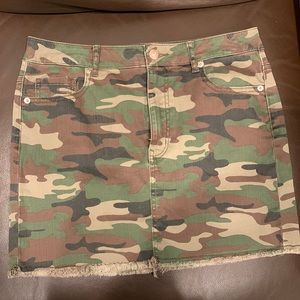 Camo Jean mini skirt